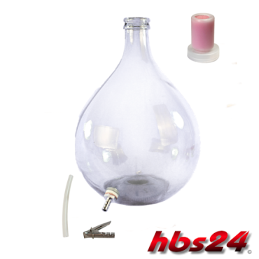 Glasballon Weinballon 25 Liter mit Edelstahl Auslauf by hbs24