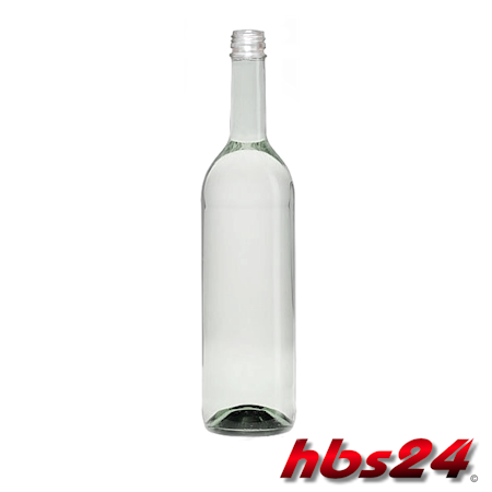 Bordeaux Flasche 0,75 Liter klar mit Schraubgewinde 28 PP - hbs24