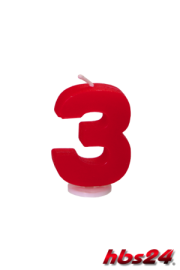 Kerzen Zahl 3 in rot - hbs24