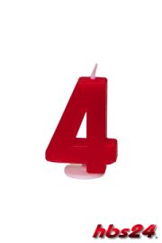 Kerzen Zahl 4 in rot - hbs24