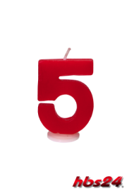 Kerzen Zahl 5 in rot - hbs24