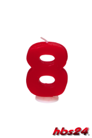 Kerzen Zahl 8 in rot - hbs24