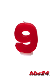 Kerzen Zahl 9 in rot - hbs24