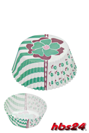 Papier Backförmchen Blumen Türkis - hbs24