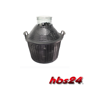 Demijohn with basket 15 l wide 12 cm opening