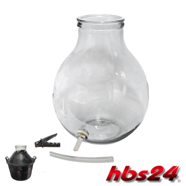 Weithals Glasballon 10 Liter mit Kunststoff Auslauf by hbs24