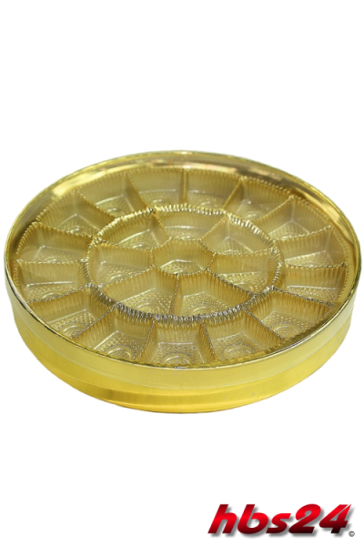 Pralinen Schachtel Gold rund für 23 Pralinen - hbs24