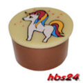 Einhorn Schokoladenaufleger mit verschlossener Rundschale Vollmilch hbs24