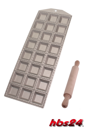 Ravioliform eckig 24x 3,7 x 3,7 cm Alu mit Rollholz - hbs24