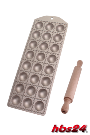 Ravioliform rund 24 x 2,7 cm Alu mit Rollholz - hbs24