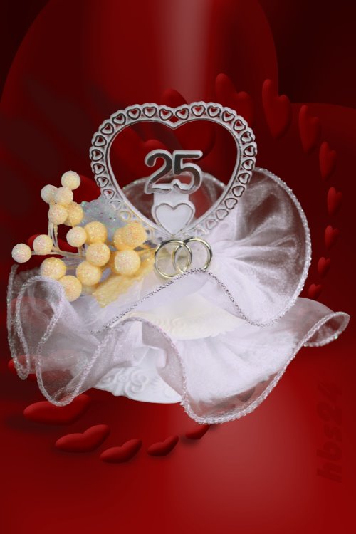 hbs24 - silbernes Herz 25 mit Dekor 