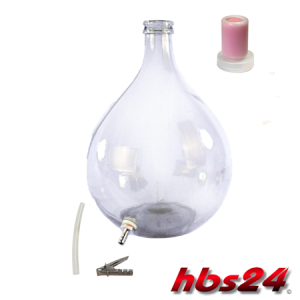 Glass balloon demijohn 10 Litre with stainless steel spout by hbs24