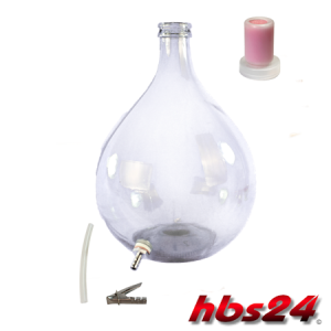 Glass balloon demijohn 20 Litre with stainless steel spout by hbs24