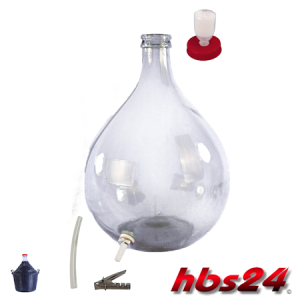 Glass balloon demijohn 15 Litre with plastic spout by hbs24