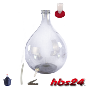 Glass balloon demijohn 20 Litre with plastic spout by hbs24