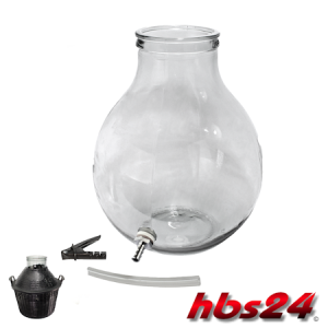 Weithalsballon - Glassballon mit Edelstahlauslauf 5 Liter - hbs24